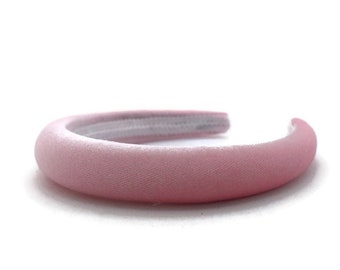 Lichtroze effen hoofdband van 2 cm | Pastel gewatteerde fluwelen haarband | Mooi haaraccessoire voor zowel dagelijks als bruiloften | Gezwollen haarstukje