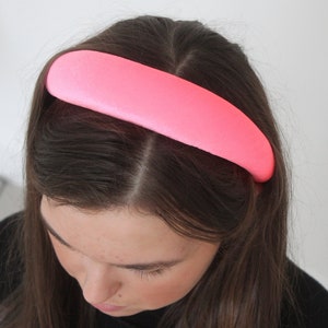 Fluorescent Pink 4cm Plain Headband Extra Thick Padded Velvet Hairband Bright Everyday/Wedding Hair Accessory Classic Style Hairpiece image 5