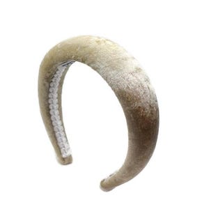 Vanilla Crushed Velvet 4cm Plain Headband | Extra Thick Padded Hairband | Beautiful Wedding Hair Accessory  | Classic Style Puffy Hairpiece