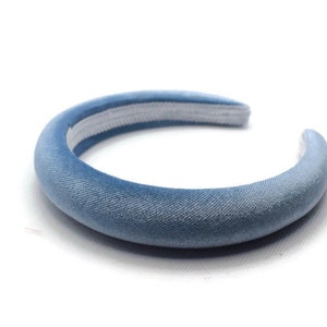 Pale Blue 2cm Plain Headband | Pastel Padded Velvet Hairband | Beautiful Hair Accessory for both Everyday to Weddings  | Puffy Hairpiece