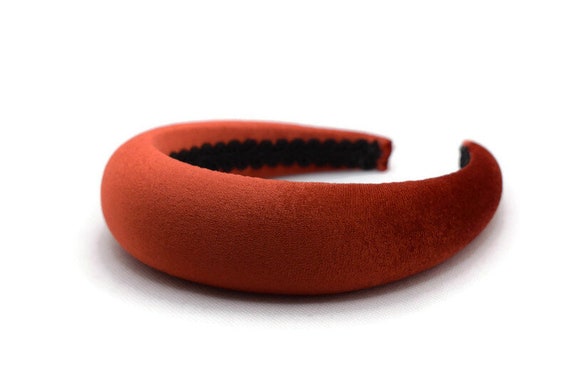 Rust Orange 4cm Plain Headband | Extra Thick Padded Velvet Hairband | Beautiful Wedding Hair Accessory | Classic Style Puffy Hairpiece