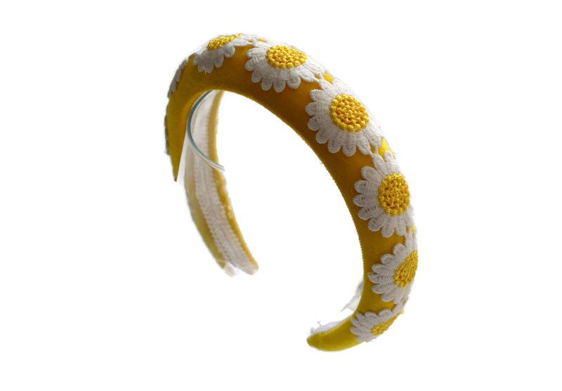 DAISY YELLOW Beautiful Padded Velvet Headband/hairband With  display picture 1