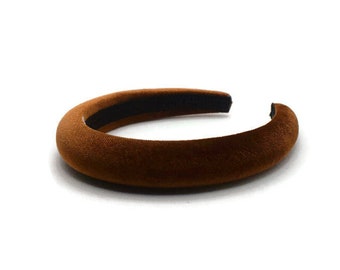 Tan Brown 2cm Plain Headband | Padded Velvet Hairband | Beautiful Everyday or Wedding Hair Accessory  | Neutral Alice Band | Gift for Her