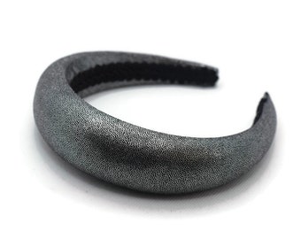 Silver 4cm Plain - Beautiful metallic golden extra puffy thick padded high halo headband/hairband, perfect wedding/occasion accessory