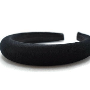 Black 2cm Plain Headband | Classic Padded Velvet Hairband | Beautiful Hair Accessory for Everyday to Weddings  | Puffy Hairpiece | Gift