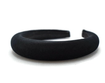 Black 2cm Plain Headband | Classic Padded Velvet Hairband | Beautiful Hair Accessory for Everyday to Weddings  | Puffy Hairpiece | Gift