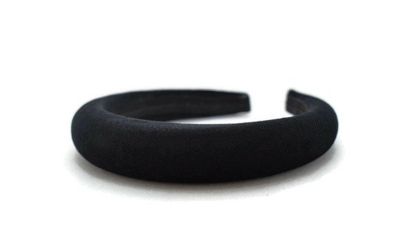 Black 2cm Plain Headband | Classic Padded Velvet Hairband  display picture 2