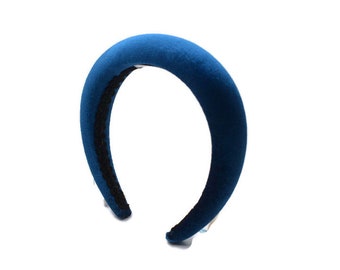 Serre-tête uni bleu sarcelle de 4 cm | Serre-tête en velours rembourré extra-épais | Accessoire pour cheveux de tous les jours ou de mariage | Postiche gonflé de style classique