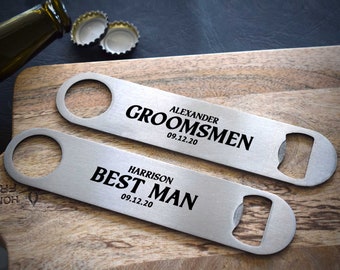 Groomsmen Bottle Opener, Personalized Bottle Opener, Beer Bottle Opener, Groomsmen Gift Idea, Stainless Steel Metal Bottle Opener, Best Man