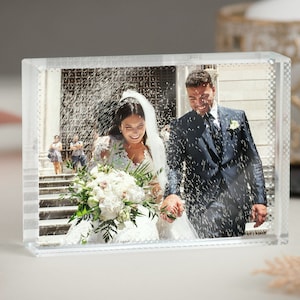 Crystal Block Photo Frame, Gepersonaliseerde Foto Cadeau, Crystal Frames, Home Decor, Wedding Gift, Bruiloft aangepaste foto, aangepaste glas