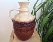 Large West Germany vintage vase. Amphora vase. Retro ceramic. 70s chocolate brown vase. Mid century pottery