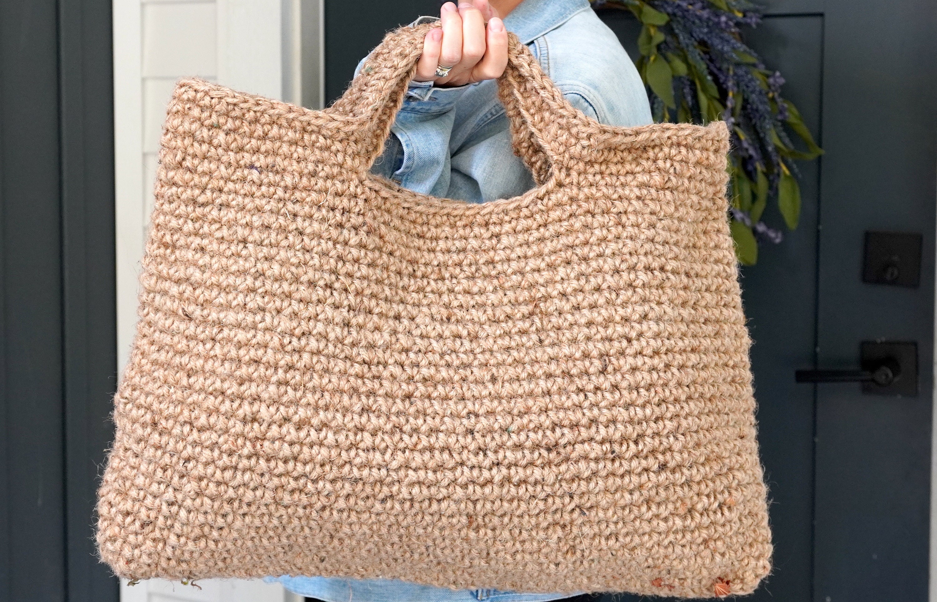 Large Jute Bag/crochet Jute Tote Bag - Etsy UK