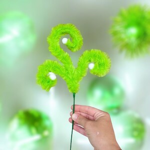 thumbnail image 2 of 6-Pack Green Furry Christmas Picks - 13 Inch Spiral Tree Topper Stems For Xmas Decorations 2 of 9