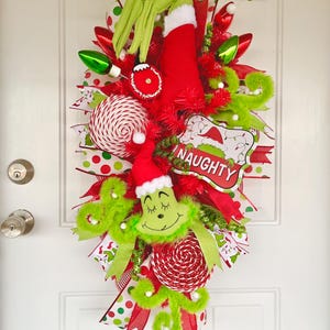 Grinch Wreath, Grinch Christmas Wreath, Grinch Swag Wreath, Christmas Grinch Wreath, Grinch Decorations, Grinchmas Wreath, Grinchmas Swag