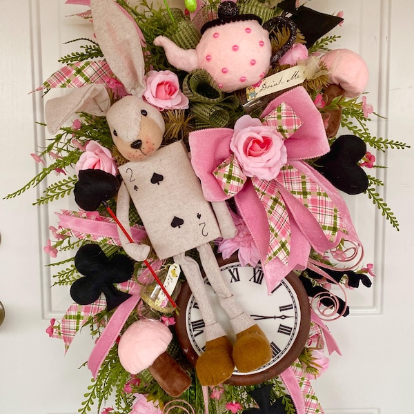 Alice In Wonderland Wreath, Alice Easter Wreath, Wonderland Easter Wreath, Alice in Wonderland Swag, Alice in Wonderland Decor, Easter Swag