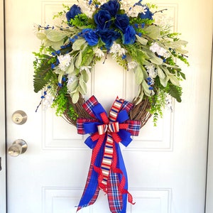 Everyday Grapevine Wreath, Lambs Ear Grapevine, Patriotic Grape, Year Round Wreath, Front Door Grapevine, Grapevine Wreath, Lambs Ear Wreath