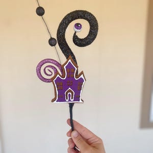 Halloween Picks, Halloween Sprays, Black Spiral Sprays, Wreath Supplies, Wreath Attachments, Glitter Picks, Spiral Picks, Haunted House Pick