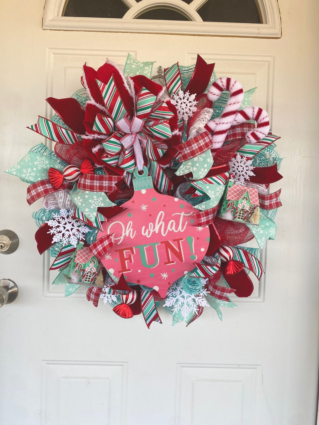 Whimsy Holiday Wreath, Cute Christmas Decor, Colorful Christmas Wreath