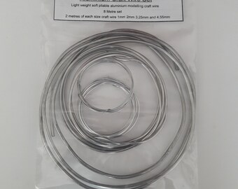 Aluminium Modelling Craft Wire Set 2 Metres Each Of 1mm 2mm 3.25mm 4.55mm Wire Modelling Wire Florist Wire Beading