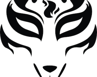 Fire Themed Japanese Fox Face Mask Decal