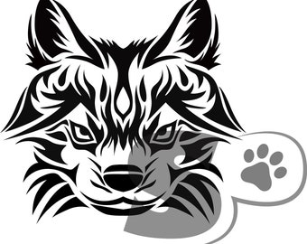 Tribal Wolf Face Decal