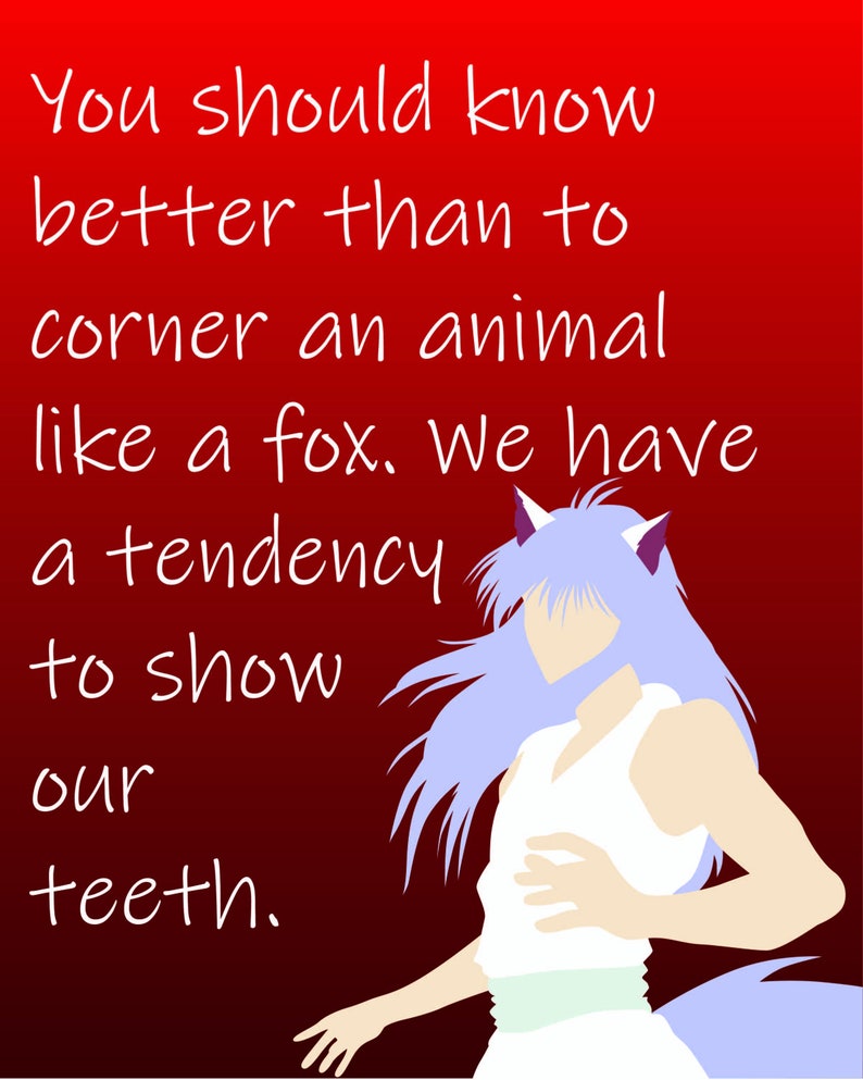 Yoko Kurama quote vector style Yuyu Hakusho Print | Etsy