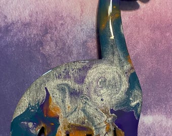 Colorful Dinosaur Acrylic Pour Painted Magnets