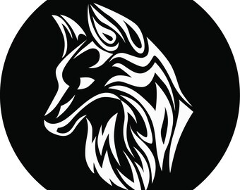Tribal Wolf Car Laptop Decal