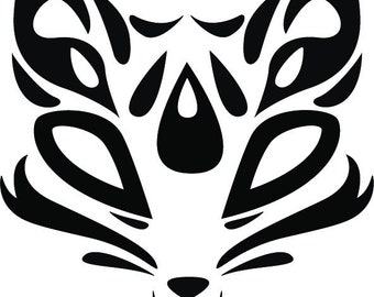 Water Themed Japanese Fox Face Mask Decal