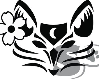 Cherry Blossom Japanese Fox Face Mask Decal