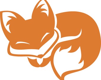 May include: A stylized orange fox curled up in a sleeping position. The fox has a simple, cartoon-like design.