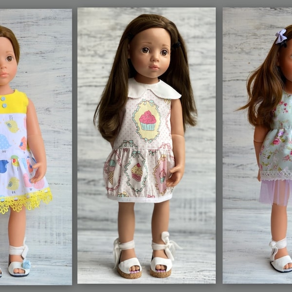 The dress is lined, fastens with buttons, it is convenient to take off / put on. Suitable for Gotz dolls 50cm, 18.19.20 inches