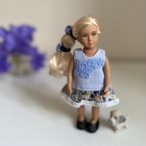 Dress and knee-highs for Lori doll 15 cm, Mini American Girl, Mini Our Generation,