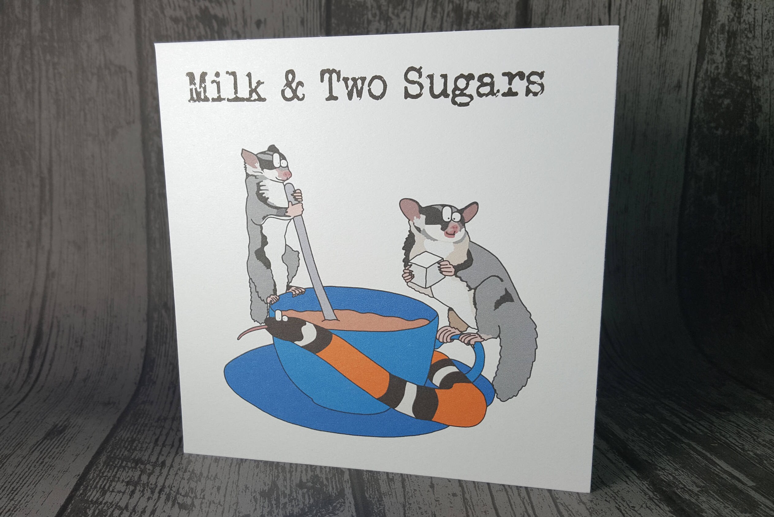 Milk 2 Sugars Caffeine Critter Funny Animal Pun Greetings Card Etsy UK