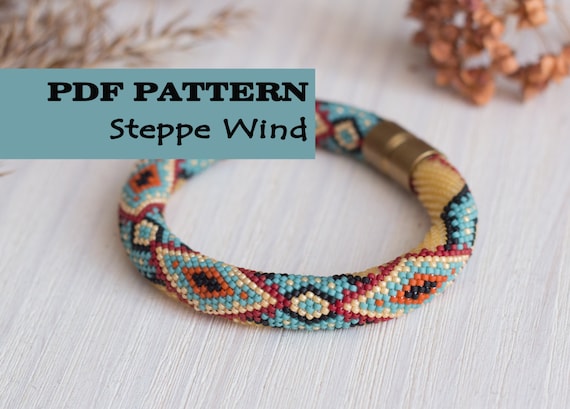 PDF Pattern for bead crochet bracelet - Seed beads crochet rope - Ethnic jewelry pattern - Tribal jewellery - Native americans inspired