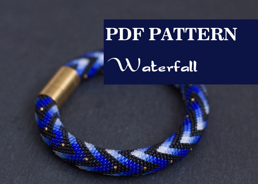 PDF Pattern for Beaded Crochet Bracelet - Seed Bead Pattern - Blue ...
