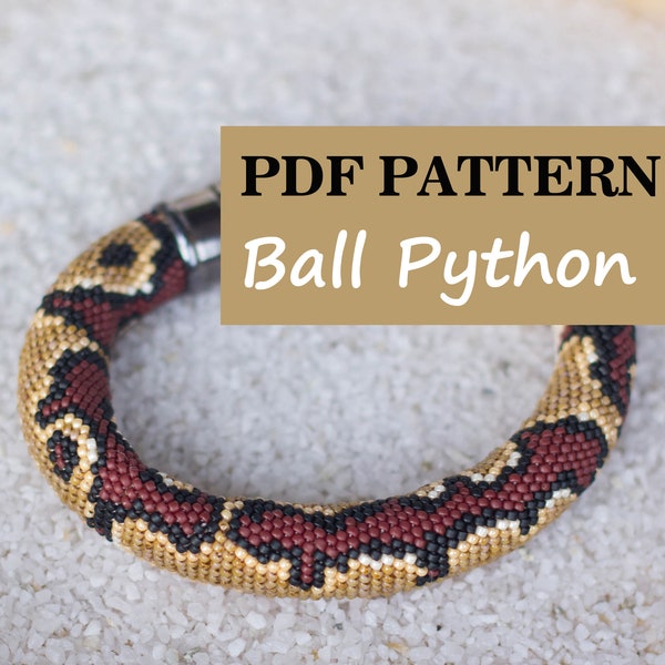 PDF Pattern for beaded crochet bracelet - Seed bead crochet rope pattern - Snake skin print - Ball Python pattern - Reptile print
