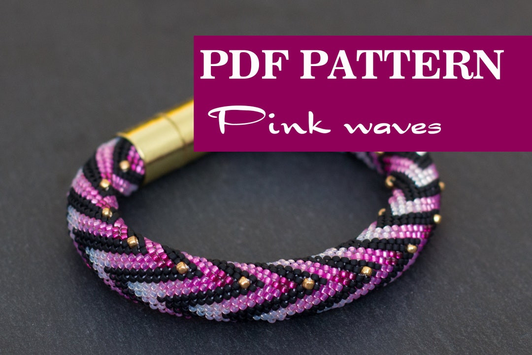 PDF Pattern for Beaded Crochet Bracelet - Seed Bead Pattern - Black ...
