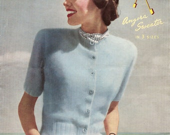 PDF Lady's Angora Sweater, 32-36", Vintage Knitting Pattern, PDF Instant Download