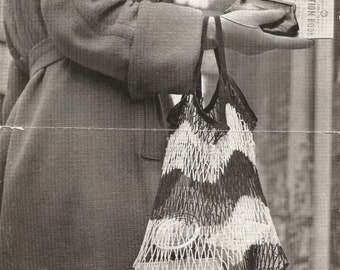 1940's Shopping Bag, String Grocery Bag, Fold-Up, Crochet Pattern, PDF Instant Download