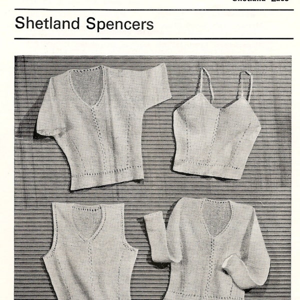 PDF Vintage Knitting Pattern, Shetland Spencer's Under Vests,  Shetland Lace Wool, 34-40" Bust, Instant Download