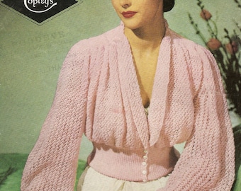 Patrón de tejido vintage en PDF, chaqueta de cama, años 40, 3 capas, busto de 86-91 cm, descarga instantánea