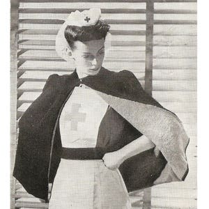PDF 1940s Nurse's Cape, 4 Ply, WW2 Medical Uniform, Vintage Knitting  Pattern, Instant Download