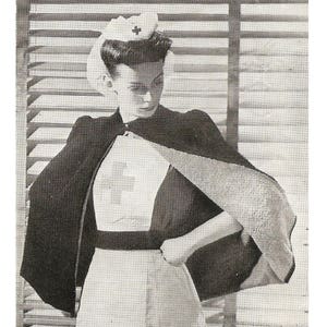 PDF 1940s Nurse's Cape, 4 Ply, WW2 Medical Uniform, Vintage