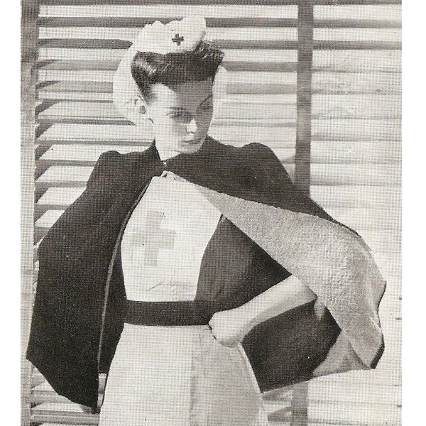 PDF 1940s Nurse's Cape, 4 Ply, WW2 Medical Uniform, Vintage Knitting Pattern, Instant Download