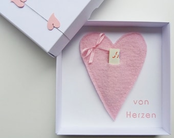 Money gift packaging "Heart" for wedding birthday gift, boyfriend girlfriend husband wife birthday gift her him schnurzpieps card