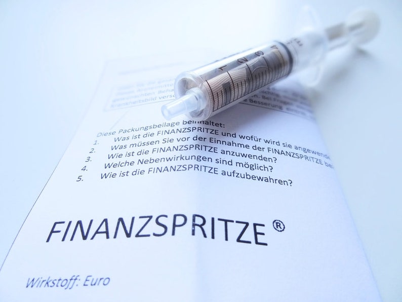 GeldgeschenkVerpackung "Finanzspritze" für Geburtstag Hochzeit Geschenk, Geld schenken