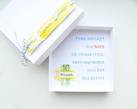 Geldgeschenk-Verpackung Reise Gutschein Urlaub, Geburtstag Hochzeit Geschenk Geld Geburtstagsgeschenk Hochzeitsgeschenk schnurzpieps Karte