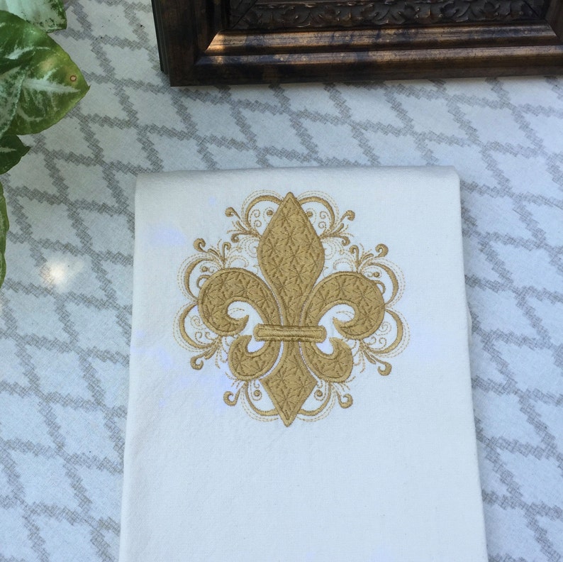 Fleur de lis Kitchen Kitchen Towel White and Gold Decor Mothers Day Louisiana Decor Tea Towels Bridal Shower Gift Gift for Women