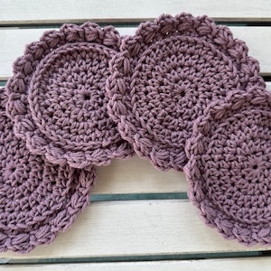 Purple coaster set, Round coasters, Crochet coaster set, Modern coasters, Boho coasters, Handmade home decor